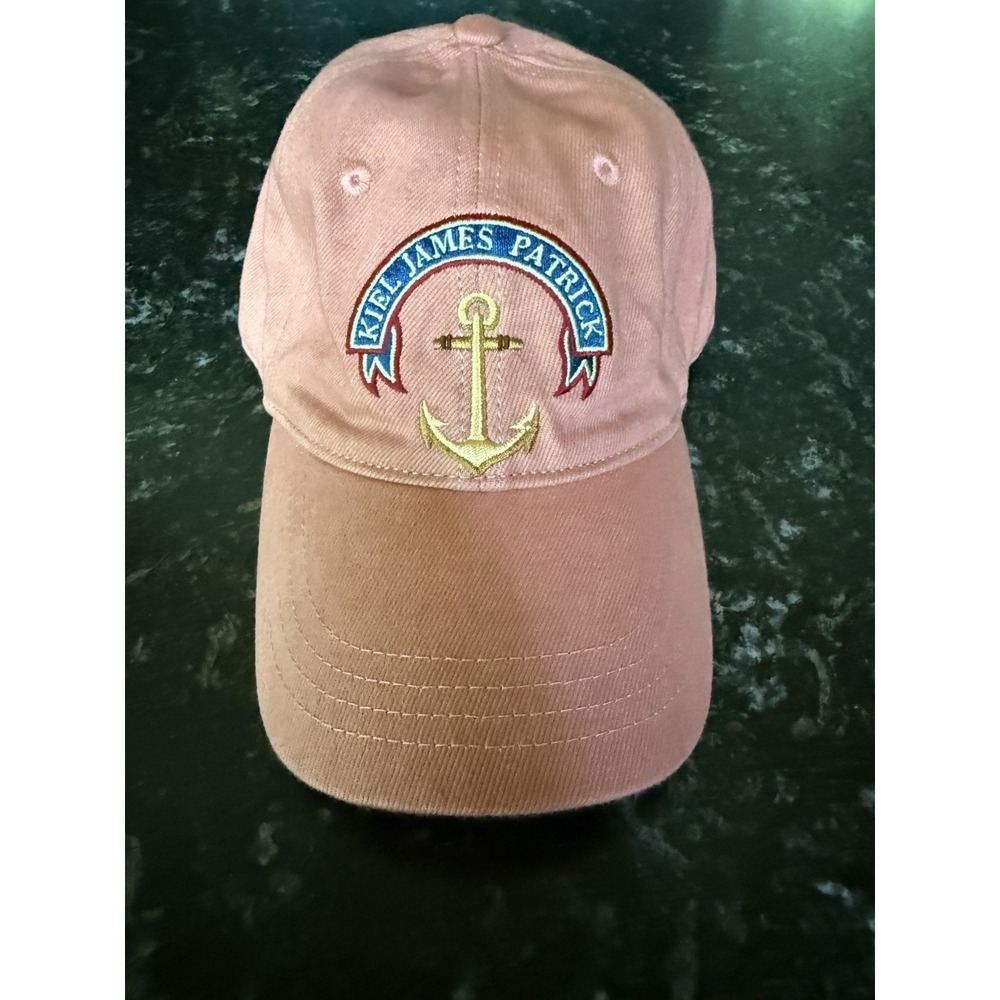 Kiel James Patrick KJP Anchor Logo Baseball Hat Cap Salmon Pink Canvas NWT